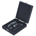 4 Piece Wine Tool Set In Black Wood Case